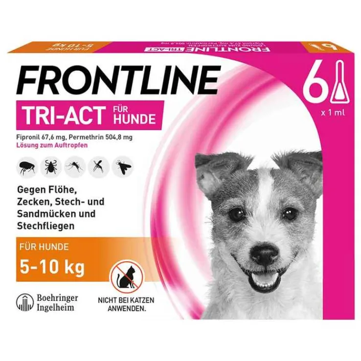 FRONTLINE TRI-ACT® gegen Zecke, Floh und fliegende Insekten bei Hunden (5-10kg), 6 St