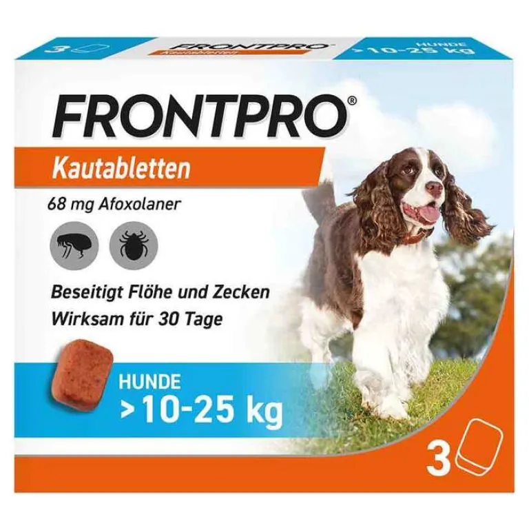 Hot Frontpro 68 mg Kautabletten für Hunde 10 - 25 kg, 3 St