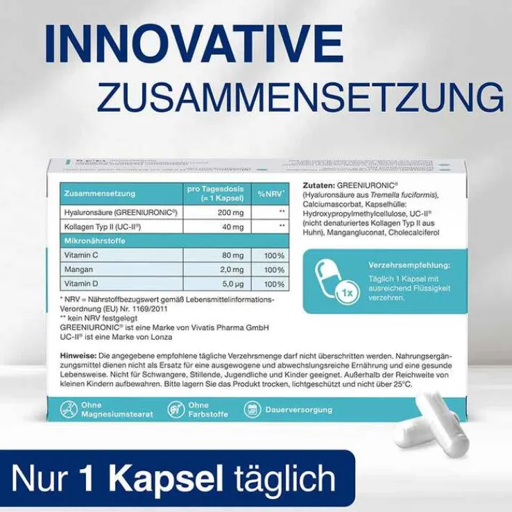 Gelencium Hyaluron Kollagen hochdosiert mit Vitamin C Kapseln , 30 St