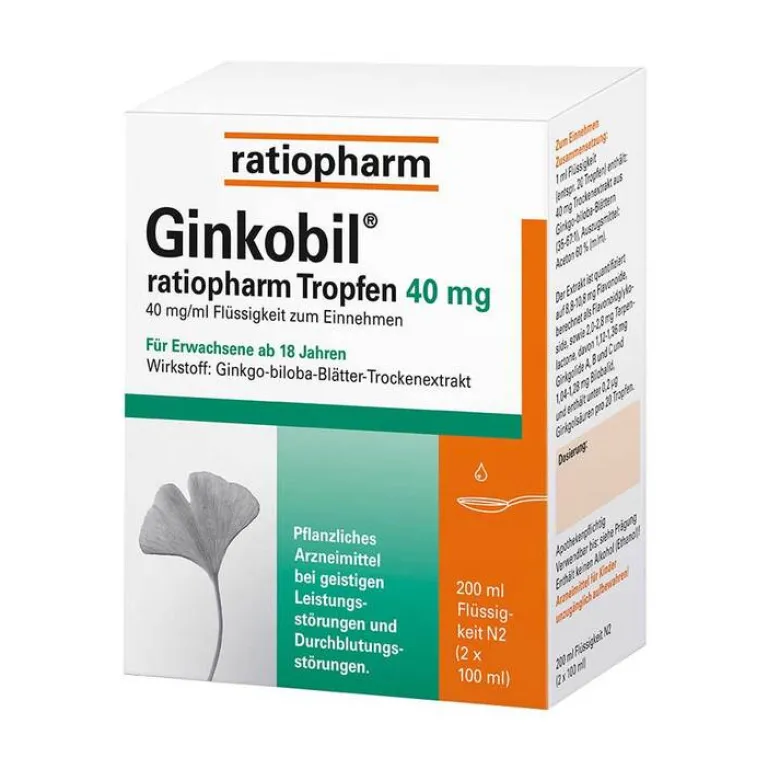 Sale Ginkobil ratiopharm 40mg mit Ginkgo biloba Tropfen, 200 ml