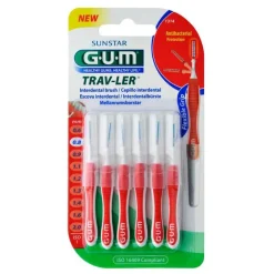 Outlet Trav-Ler 0,8mm Kerze rot Interdental + 6Kappen, 6 St Zwischenraumreinigung