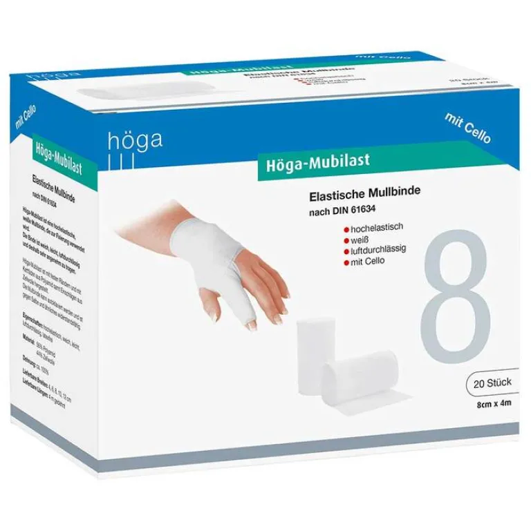 Höga Mubilast Fixierbinde 8cmx4m mit Cellophan, 1 St Haft- & Fixierbinden|Binden & Verbände