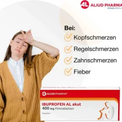 Online IBUPROFEN AL akut 400 mg Filmtabletten, 10 St Kinder Zahnschmerztabletten|Regelschmerzen Tabletten