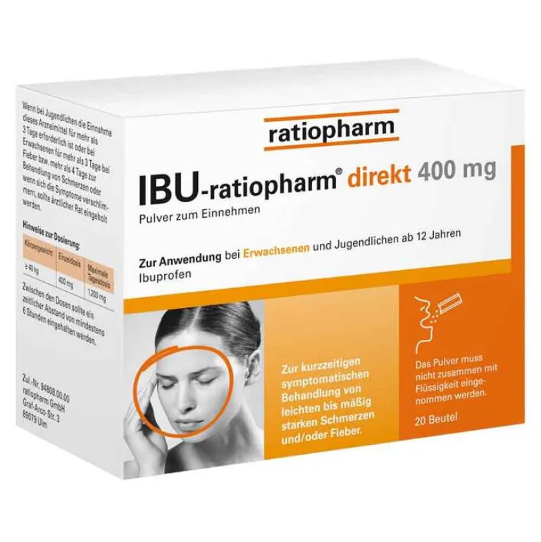Hot IBU-® direkt 400 mg Pulver zum Einnehmen, 20 St Kopfschmerztabletten|Mittel Gegen Fieber