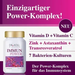Hot Dr. Koll Immun Power Vitamin C + Vitamin D + Zink Kapseln , 60 St