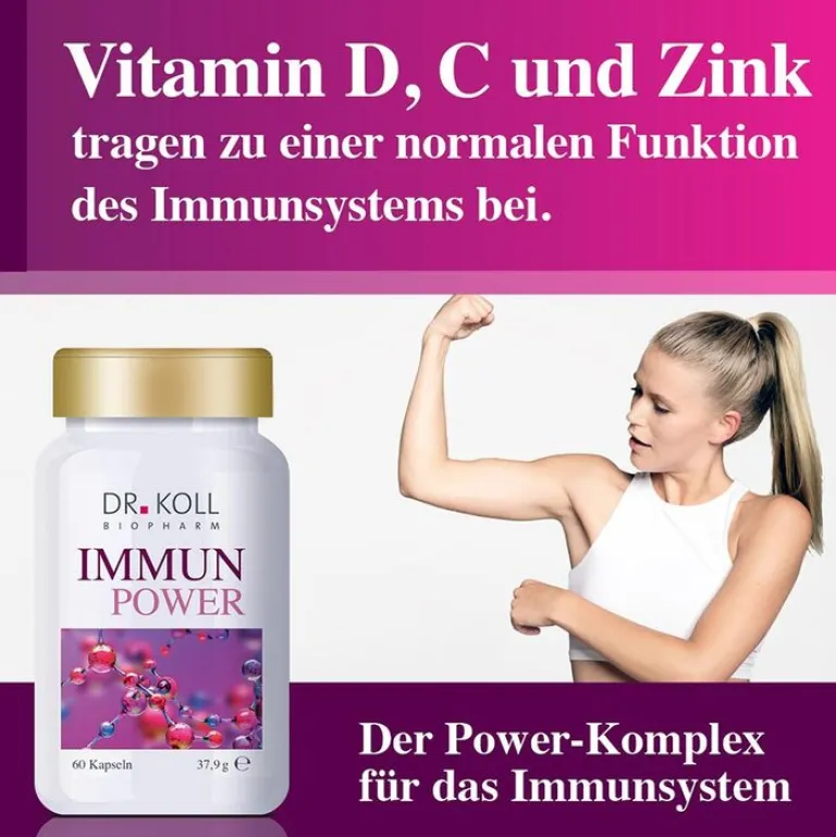 Hot Dr. Koll Immun Power Vitamin C + Vitamin D + Zink Kapseln , 60 St