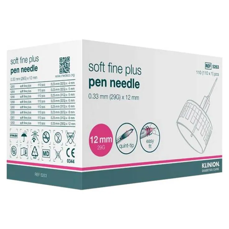 Klinion Soft fine plus Kanülen 12mm 29G 0,33mm, 110 St