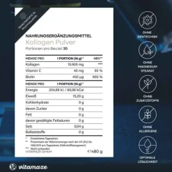 Kollagen Pulver + Biotin + Vitamin C, 480 g