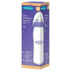 Hot Lansinoh Glas Weithalsflasche 240 ml mit Sauger M, 1 St