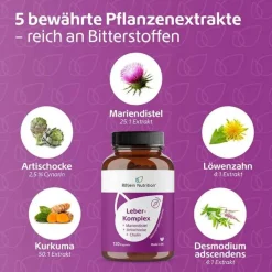 Leber-Komplex Mariendistel + Artischocke + Cholin Kapseln , 120 St
