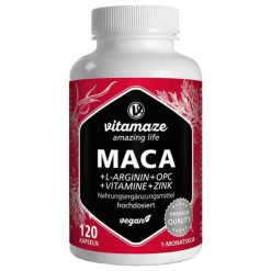 Hot Vitamaze Maca 10:1 hochdosiert + L-Arginin + OPC + Vitamine + Zink vegan Kapseln, 120 St