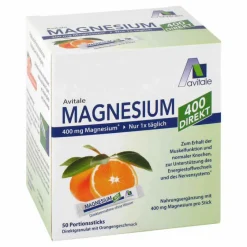 New Magnesium 400 direkt Orange Portionssticks, 50X2.1 g Hirnleistung & Nerven