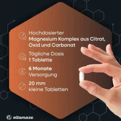 Online Vitamaze Magnesium 350 mg Komplex Citrat / Oxid / Carbonat vegan Tabletten , 180 St