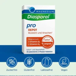 Clearance Magnesium Diasporal pro D3 + K2 Depot Muskel + Knochen Tabletten, 30 St