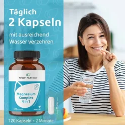 Magnesium Komplex 4in1 hochdosiert vegan Kapseln, 120 St