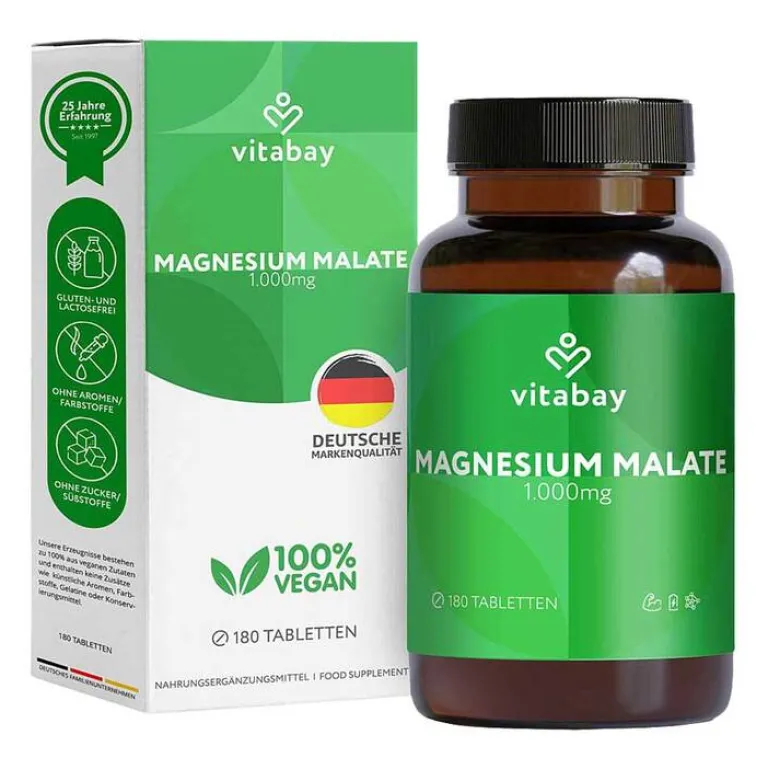 Outlet Magnesium Malate 1000 mg vegan hochdosiert Tabletten , 180 St Magnesium