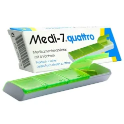 Best quattro Medikamentendosierer 4-Fächer grün, 1 St Dosierer & Zerteiler