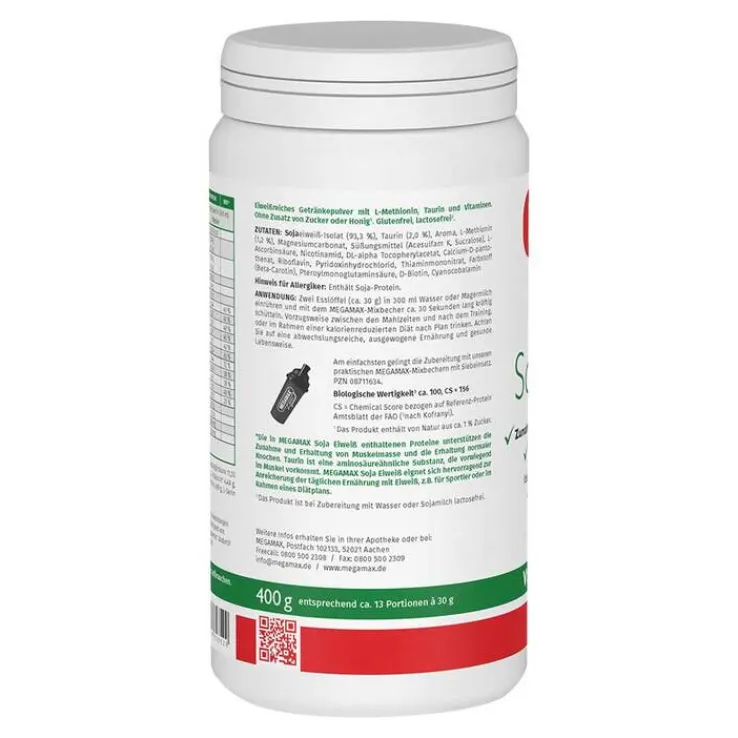 Megamax Soja Eiweiß Vanille Pulver, 400 g