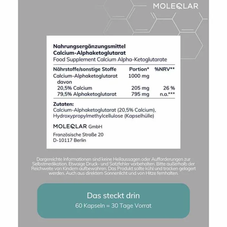 Clearance Moleqlar Caakg Calcium-Alphaketoglutarate Kapseln, 60 St