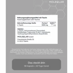 Hot Moleqlar Taurin high Dose L-Taurine Kapseln, 90 St