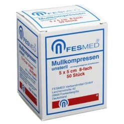 Fesmed Mullkompressen ES 5x5 cm unsteril 8-fach, 50 St