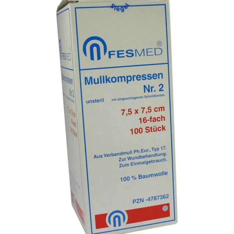 Sale Mullkompressen ES 7,5x7,5 cm unsteril 16-fach Größe 2, 100 St Sterile Kompressen