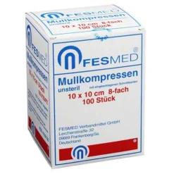 Mullkompressen ES 10x10 cm unsteril 8-fach, 100 St