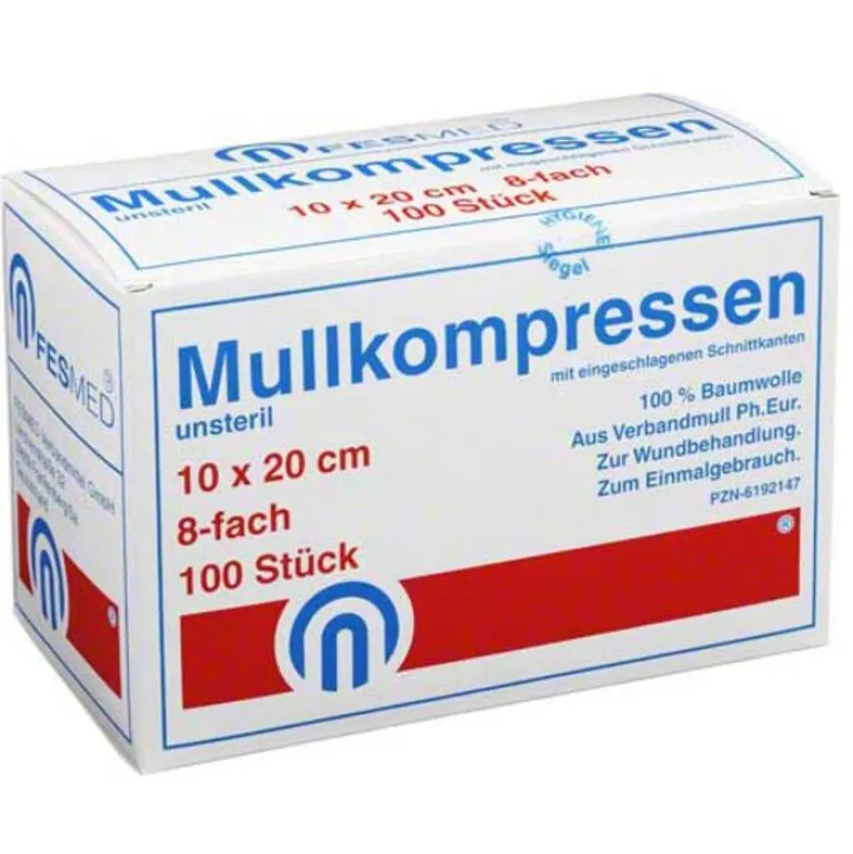 Fesmed Mullkompressen ES 10x20 cm unsteril 8-fach, 100 St