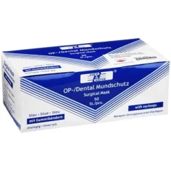 New Mundschutz OP blau mit Gummiband und Nasenbügel, 50 St Mundschutz