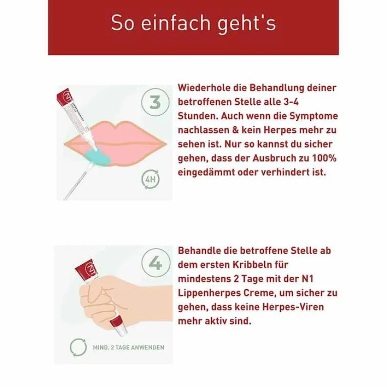 N1 Lippenherpes Creme, Packungsgröße 4 g, 2 g Lippenherpes