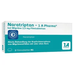 New Naratriptan bei Migräne 2,5 mg Filmtabletten, 2 St Migräne Tabletten