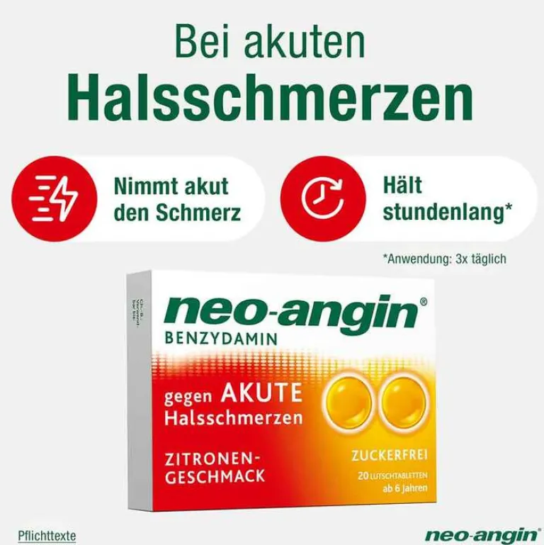 Discount neo-angin Benzydamin gegen akute Hasschmerzen Zitrone, 20 St Halsschmerztabletten