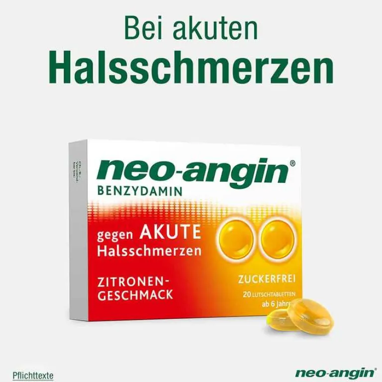 Discount neo-angin Benzydamin gegen akute Hasschmerzen Zitrone, 20 St Halsschmerztabletten