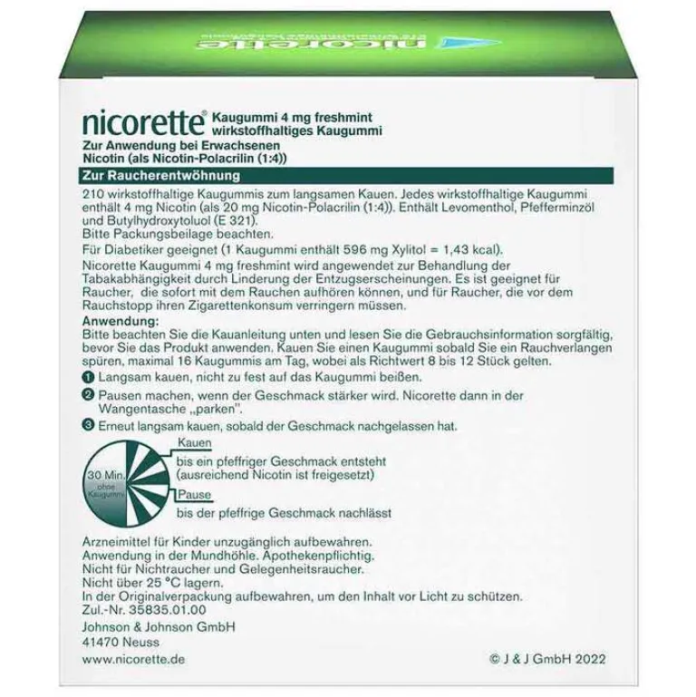 Nicorette ® Kaugummi freshmint, 4 mg Nikotin, 210 St
