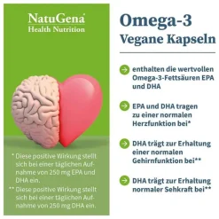 Natugena Omega-3 Vegan 1376mg 751 DHA 375 EPA Algenöl Kapseln , 90 St