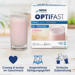 Online Optifast home Drink Erdbeere Pulver, 8X55 g