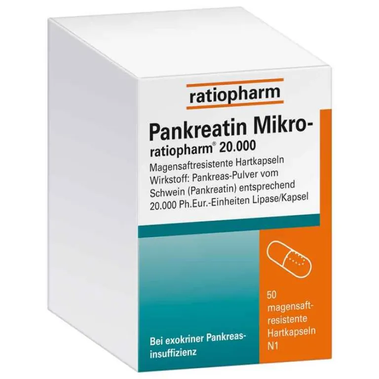 New Pankreatin Mikro ratiop.20000 magens.Hartkapseln, 50 St Verdauung