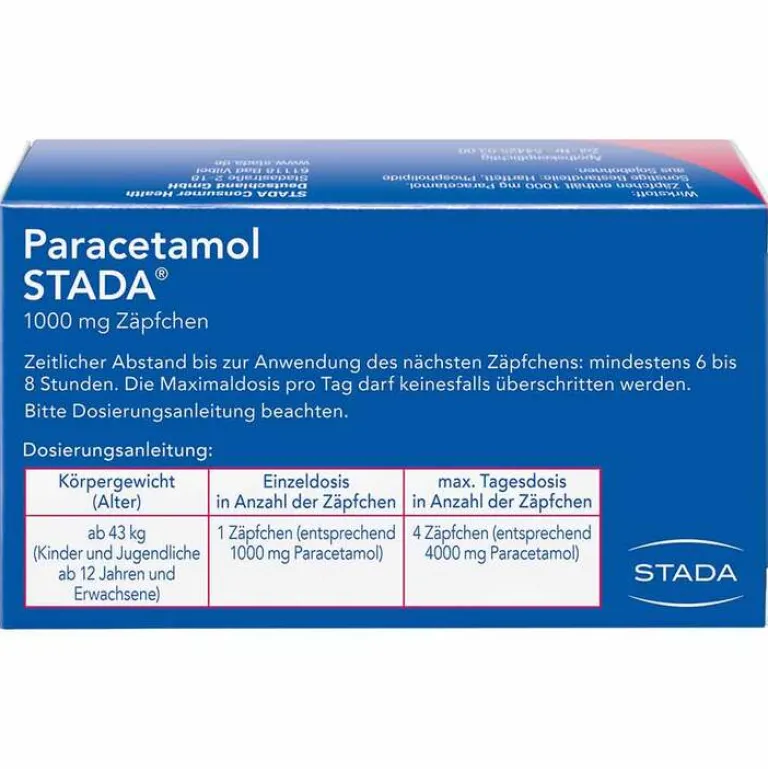 Online Stada Paracetamol ® 1000 mg Zäpfchen, 10 St