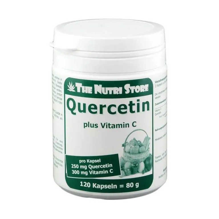 Quercetin 250 mg plus Vitamin C 300 mg Kapseln, 120 St Vitamin C (Ascorbinsäure)|Quercetin