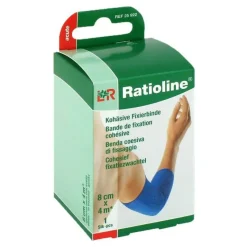 Sale Ratioline acute Fixierbinde kohäsiv 8 cm x 4 m blau, 1 St