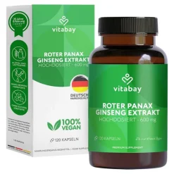 Sale Roter Panax ginseng Extrakt 600 mg vegan Kapseln, 120 St Ginseng