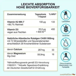Sanomotion Strength K2 + D3 + Ca + Mg vegan Kapseln, 90 St