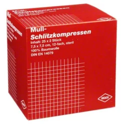 Hot Draco Schlitzkompressen Mull 7,5x7, 25X2 St
