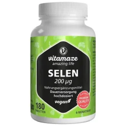 Vitamaze Selen 200 µg hochdosiert vegan Tabletten, 180 St