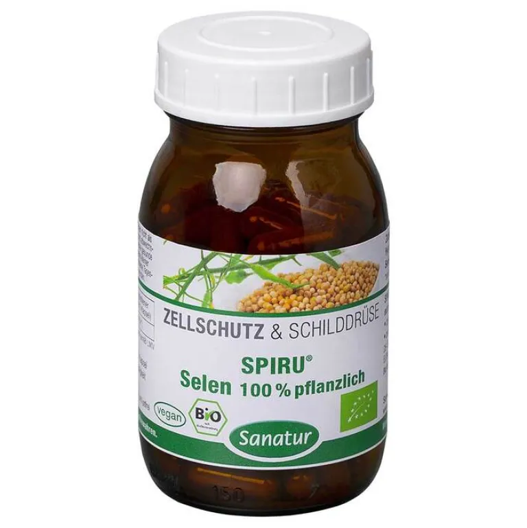 Sanatur Selen 100% pflanzlich Spiru Bio Kapseln, 90 St