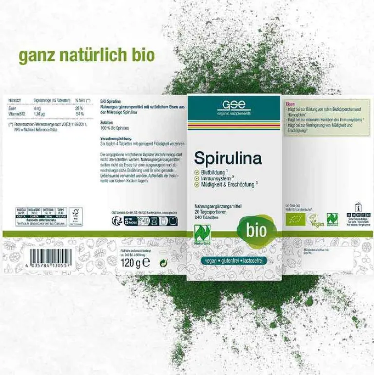 Best GSE Spirulina 500 mg Bio Naturland Tabletten, 240 St