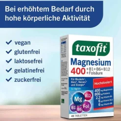 Taxofit Magnesium 400 + B1 + B6 + B12 + Folsäure Tabletten, 45 St