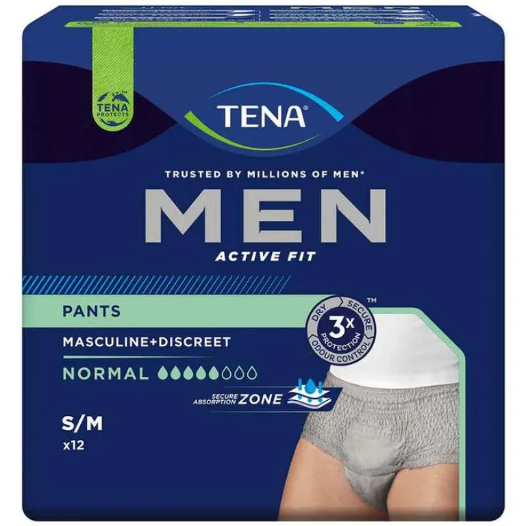 Online Tena ® MEN ACTIVE FIT Pants Normal grau S/M bei Inkontinenz, 12 St