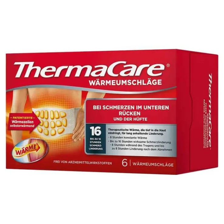 Thermacare Rückenumschläge S-XL zur Schmerzlinderung, 6 St