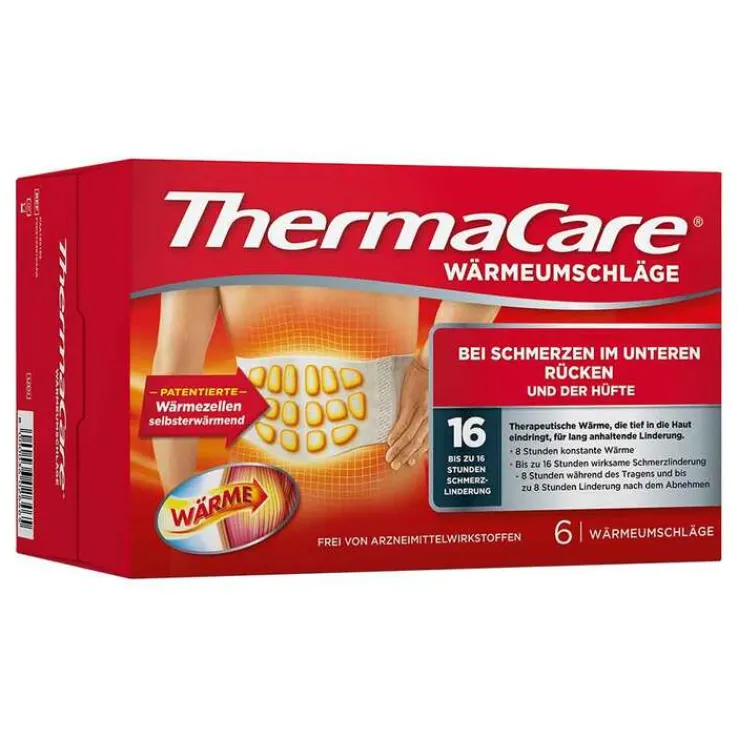 Thermacare Rückenumschläge S-XL zur Schmerzlinderung, 6 St